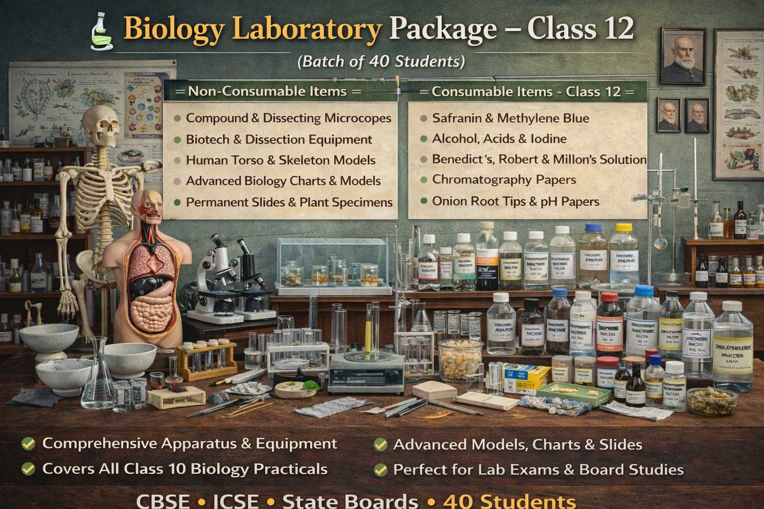 Biology Laboratory Package for Class 12